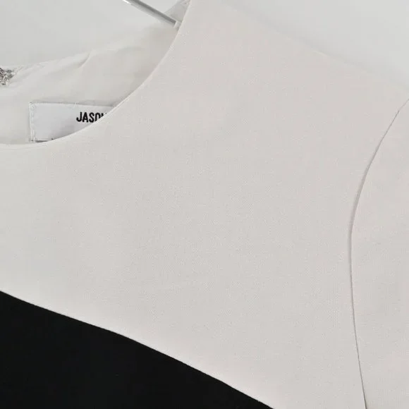 JASON WU Womens Jacquard Red Black Colorblock Sheath Mini Dress Office Size 0 - Picture 6 of 11